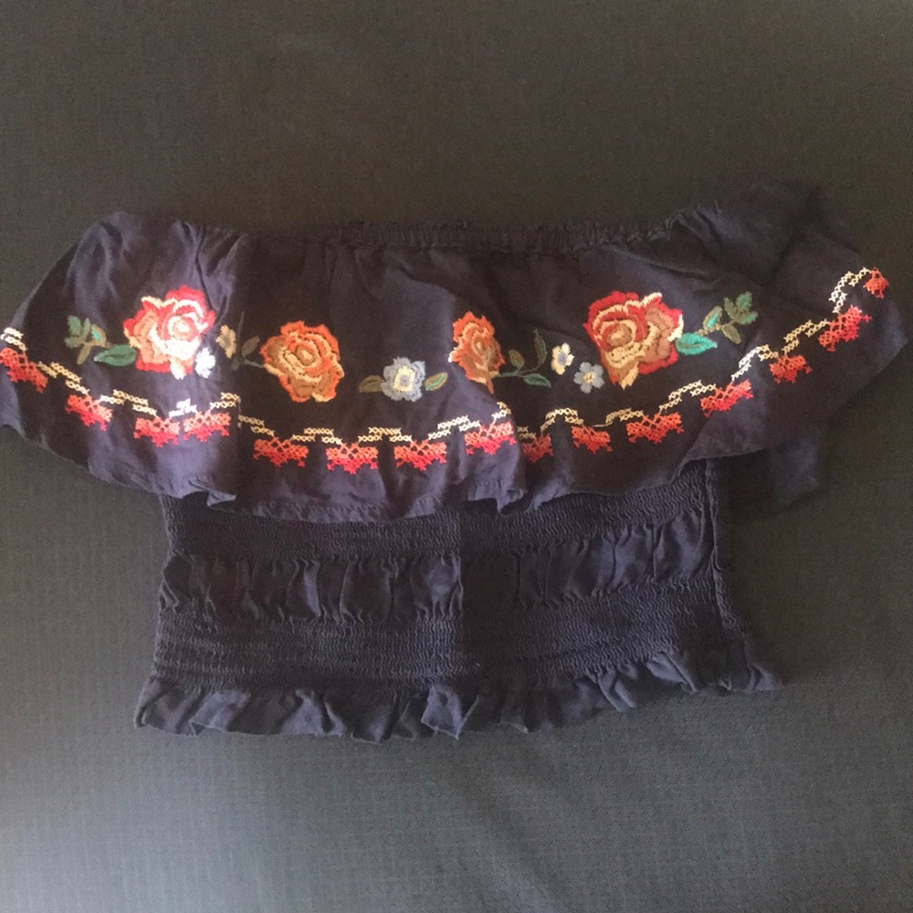 flower ruffle tube top